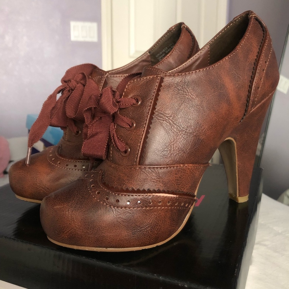 Oxford high heel booties